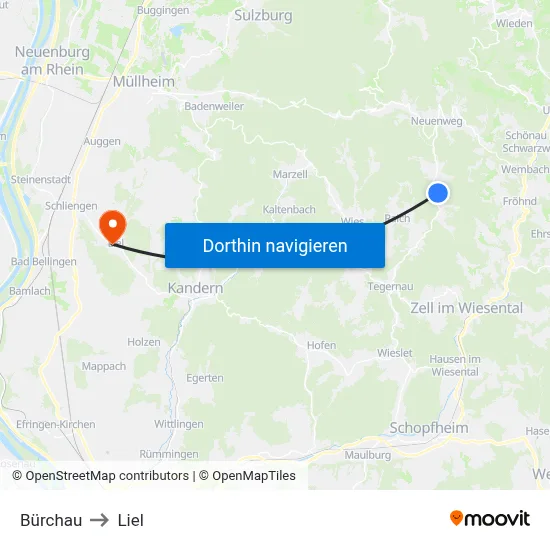Bürchau to Liel map