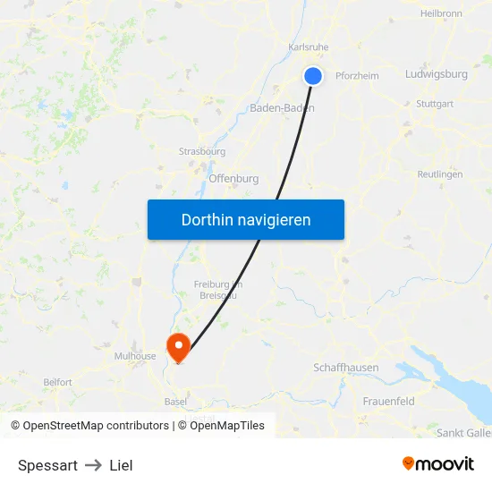 Spessart to Liel map
