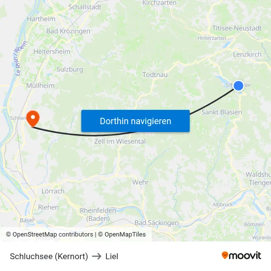 Schluchsee (Kernort) to Liel map