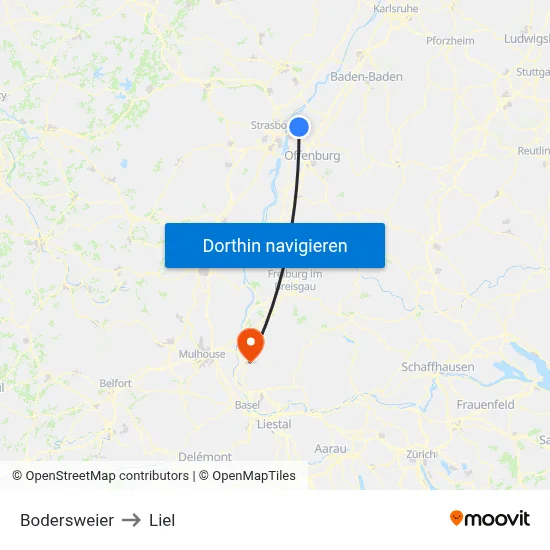 Bodersweier to Liel map