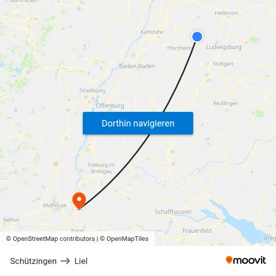 Schützingen to Liel map