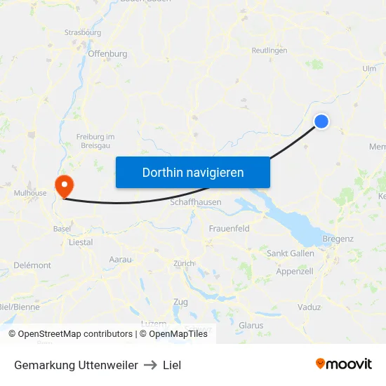 Gemarkung Uttenweiler to Liel map