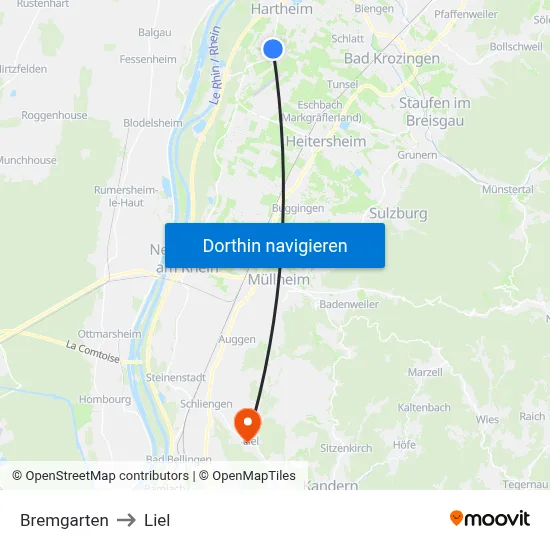 Bremgarten to Liel map