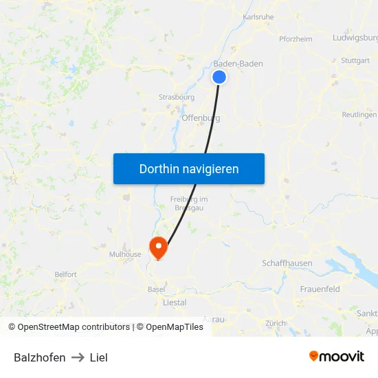 Balzhofen to Liel map