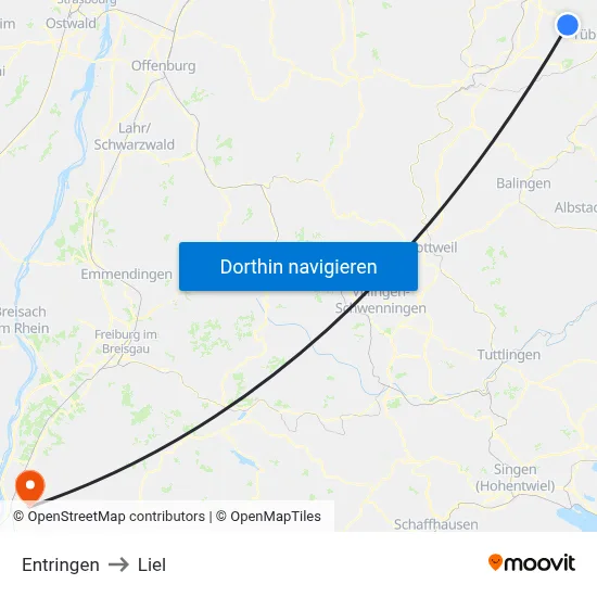 Entringen to Liel map
