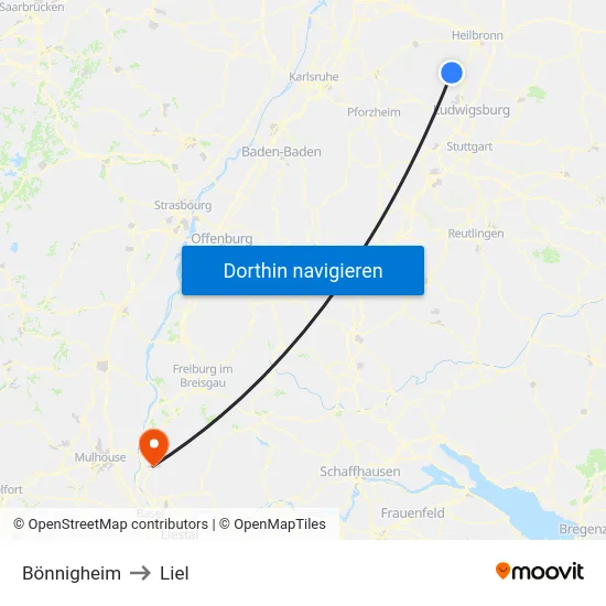 Bönnigheim to Liel map