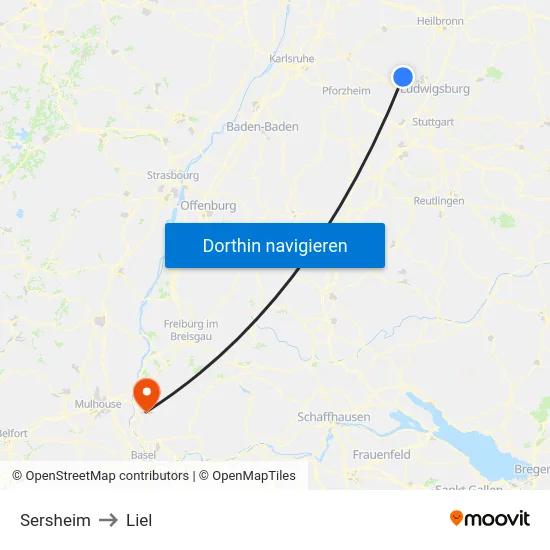 Sersheim to Liel map