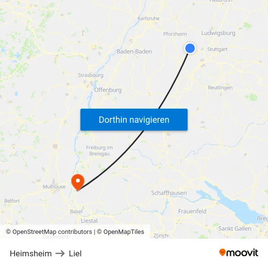 Heimsheim to Liel map