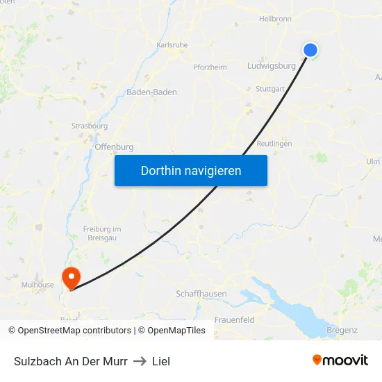 Sulzbach An Der Murr to Liel map