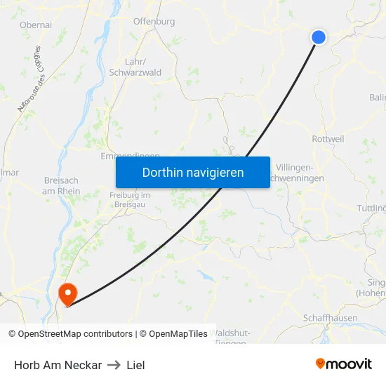 Horb Am Neckar to Liel map