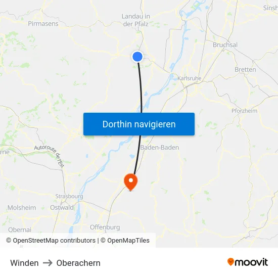 Winden to Oberachern map