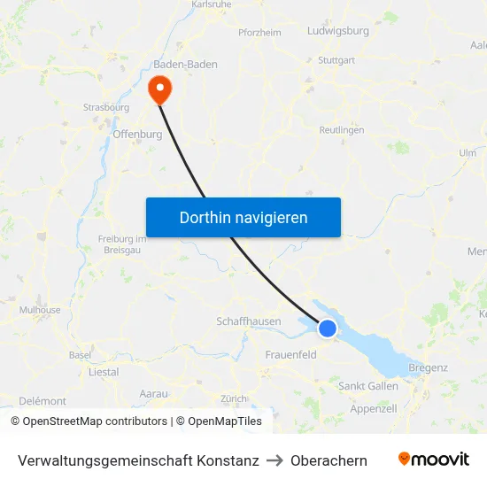 Verwaltungsgemeinschaft Konstanz to Oberachern map