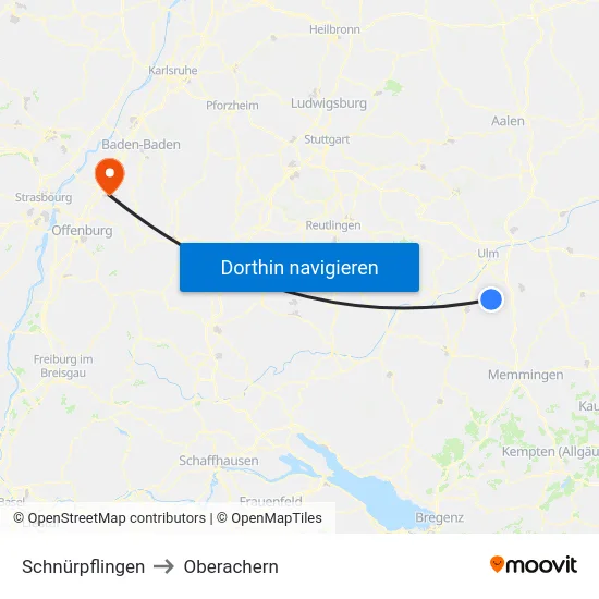 Schnürpflingen to Oberachern map