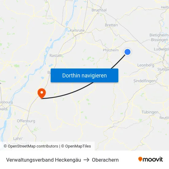 Verwaltungsverband Heckengäu to Oberachern map