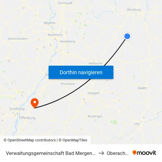 Verwaltungsgemeinschaft Bad Mergentheim to Oberachern map