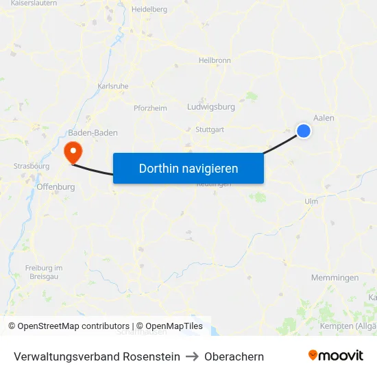 Verwaltungsverband Rosenstein to Oberachern map