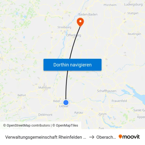 Verwaltungsgemeinschaft Rheinfelden (Baden) to Oberachern map