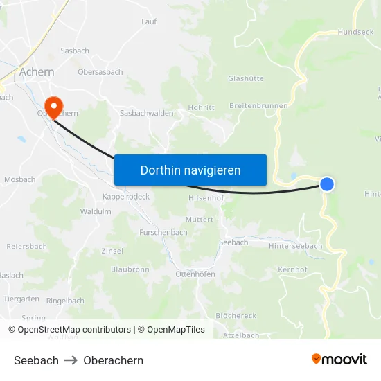 Seebach to Oberachern map
