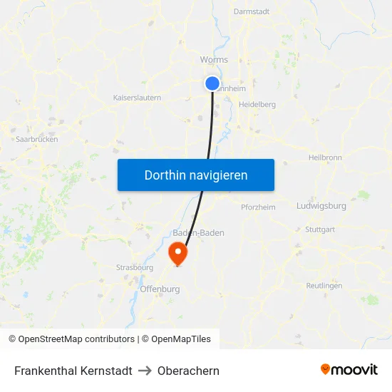 Frankenthal Kernstadt to Oberachern map