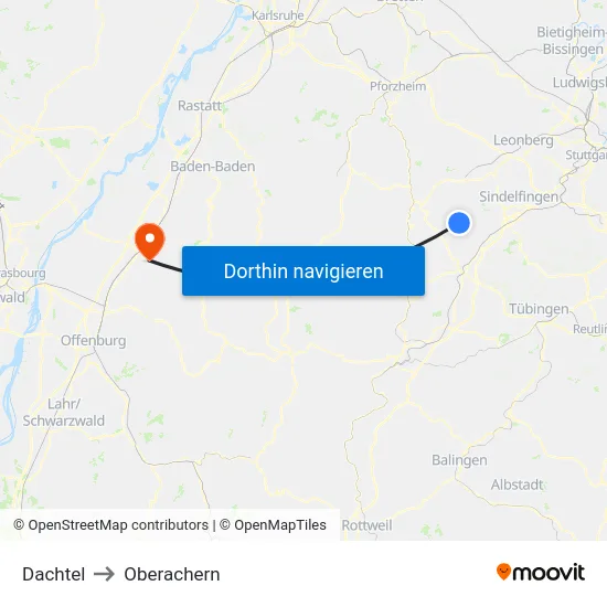 Dachtel to Oberachern map