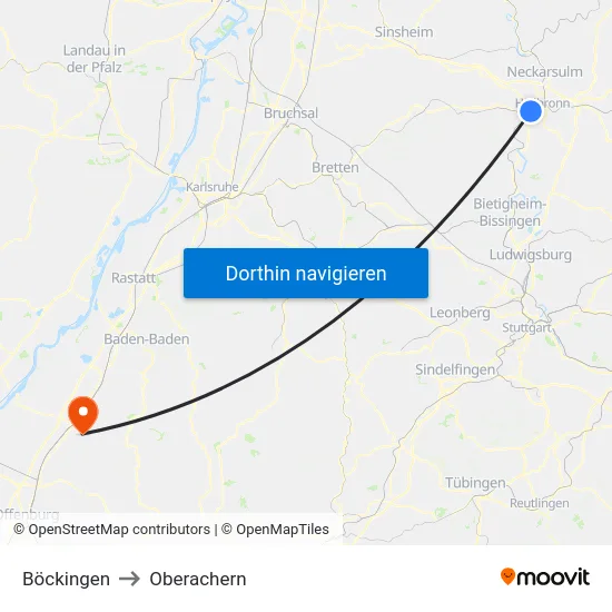 Böckingen to Oberachern map