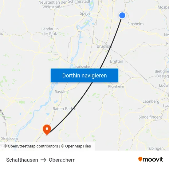 Schatthausen to Oberachern map