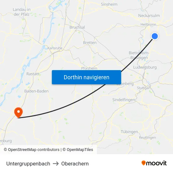 Untergruppenbach to Oberachern map