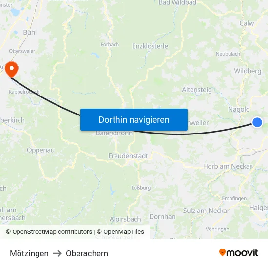 Mötzingen to Oberachern map