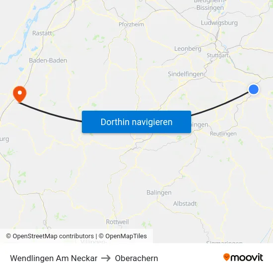Wendlingen Am Neckar to Oberachern map