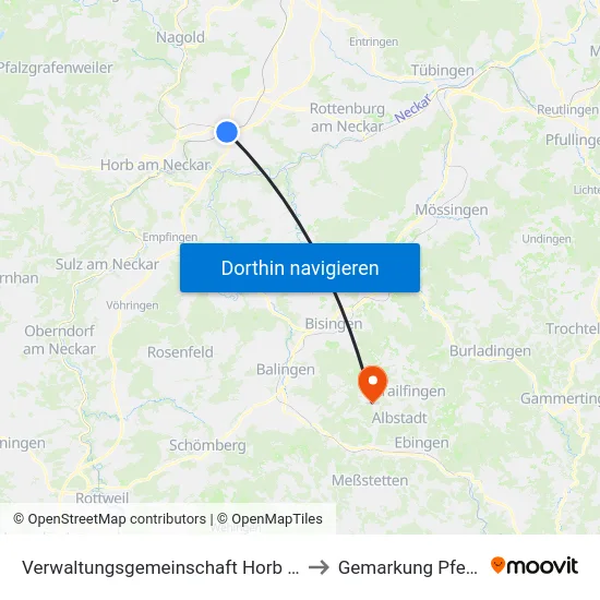 Verwaltungsgemeinschaft Horb am Neckar to Gemarkung Pfeffingen map