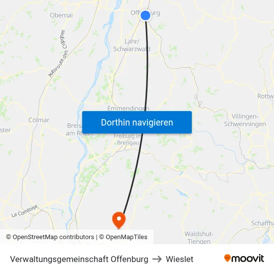 Verwaltungsgemeinschaft Offenburg to Wieslet map