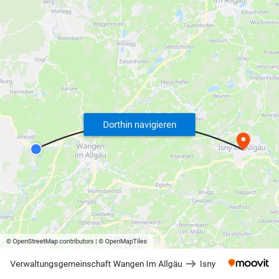 Verwaltungsgemeinschaft Wangen Im Allgäu to Isny map