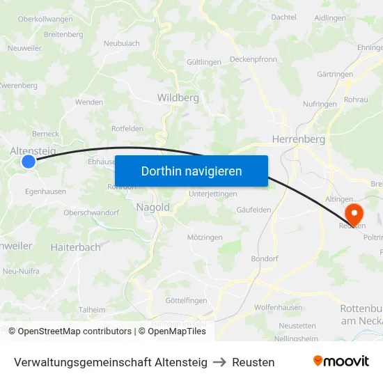 Verwaltungsgemeinschaft Altensteig to Reusten map