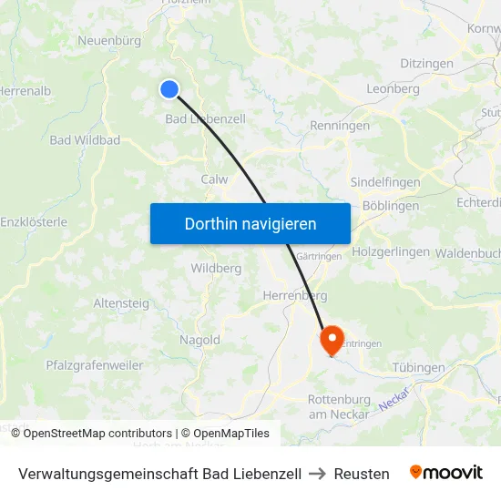 Verwaltungsgemeinschaft Bad Liebenzell to Reusten map