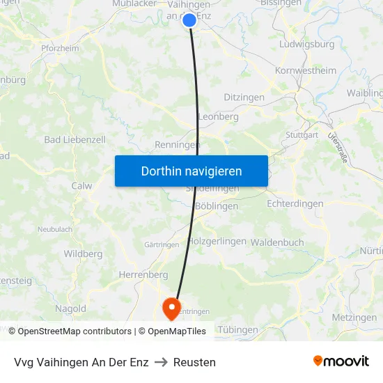 Vvg Vaihingen An Der Enz to Reusten map
