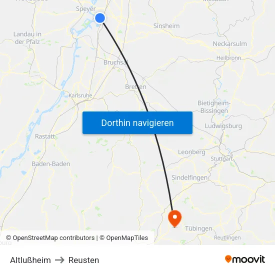 Altlußheim to Reusten map
