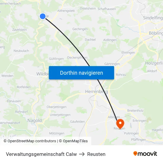 Verwaltungsgemeinschaft Calw to Reusten map