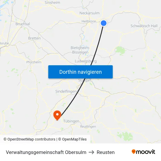 Verwaltungsgemeinschaft Obersulm to Reusten map
