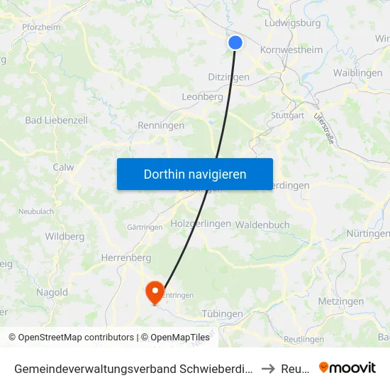 Gemeindeverwaltungsverband Schwieberdingen-Hemmingen to Reusten map