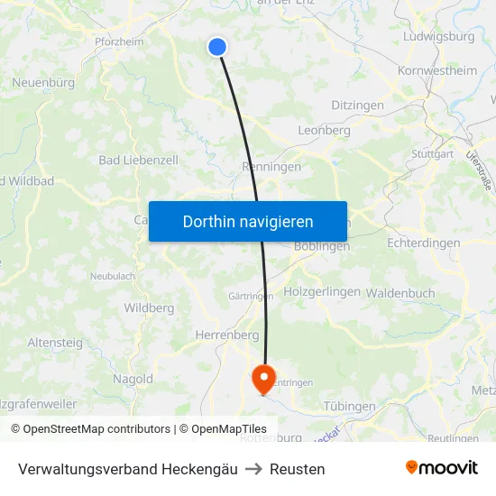 Verwaltungsverband Heckengäu to Reusten map