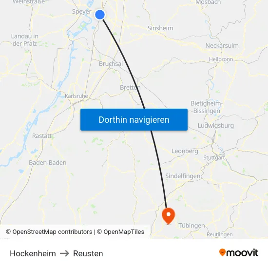 Hockenheim to Reusten map