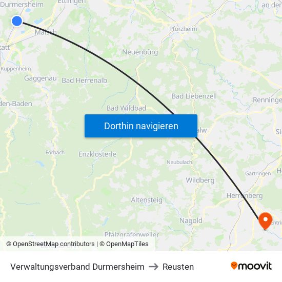 Verwaltungsverband Durmersheim to Reusten map