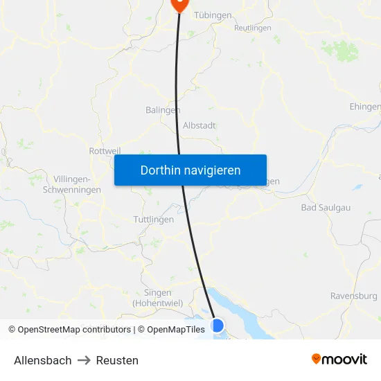 Allensbach to Reusten map