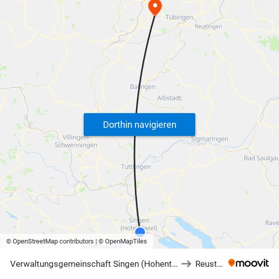 Verwaltungsgemeinschaft Singen (Hohentwiel) to Reusten map