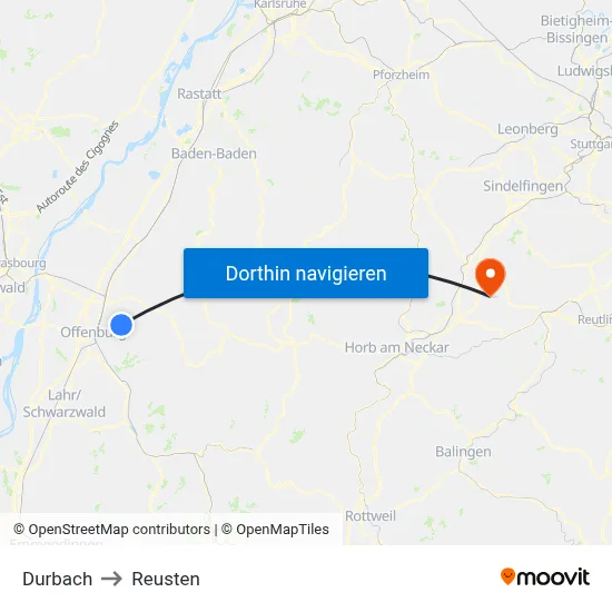 Durbach to Reusten map