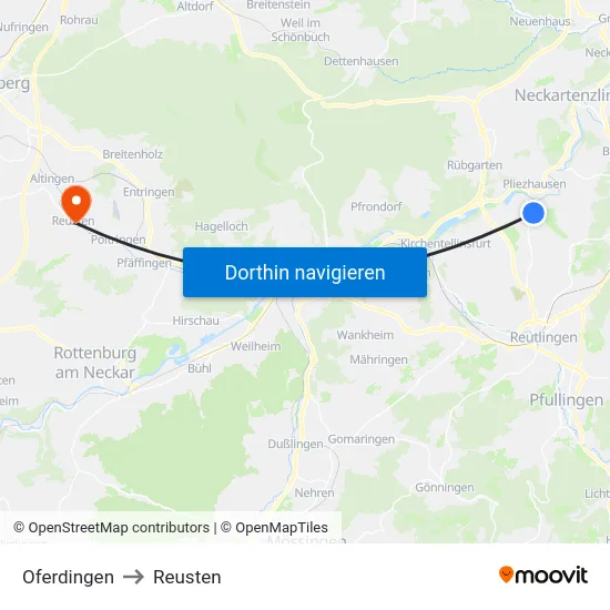 Oferdingen to Reusten map