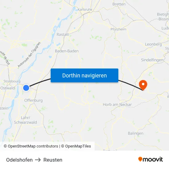 Odelshofen to Reusten map