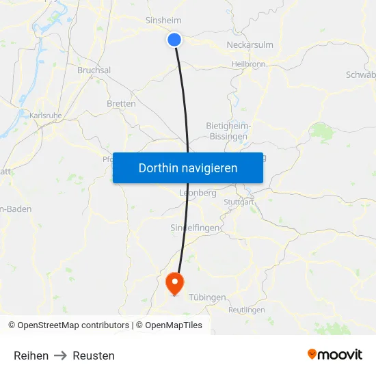 Reihen to Reusten map