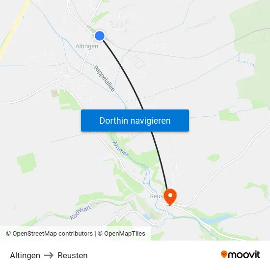 Altingen to Reusten map