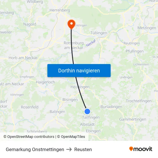 Gemarkung Onstmettingen to Reusten map
